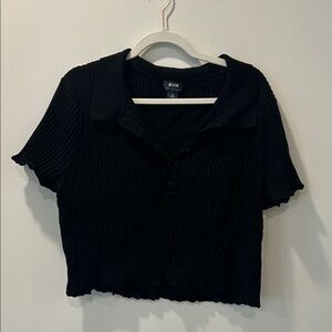 Maeve Black Ribbed Crop Top
